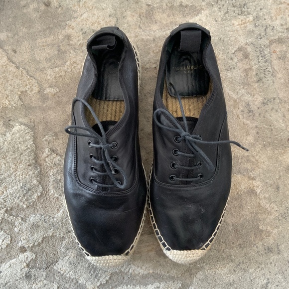 🖤SAINT LAURENT NAPPA, PLATFORM ESPADRILLES - Picture 1 of 7